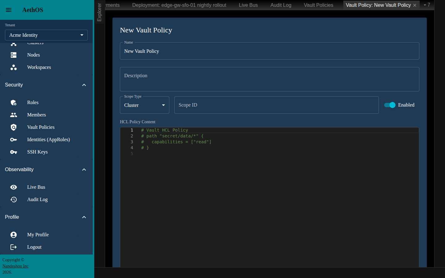 Editing a vault policy in HCL