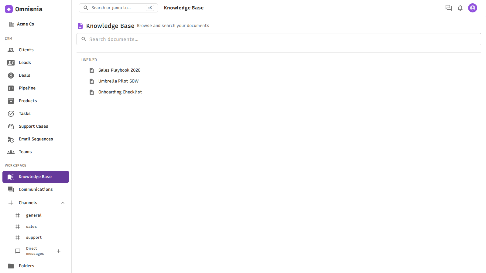 The Knowledge Base — browse and search all your documents from one place