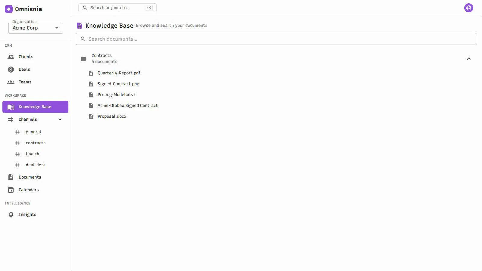The Knowledge Base — browse and search your documents